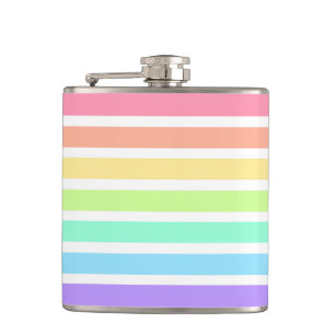 Flasques Bubblegum arc-en-ciel et bandes blanches
