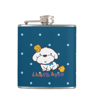 Flasques bubu et guagua (apso de Lhasa et petit poulet)