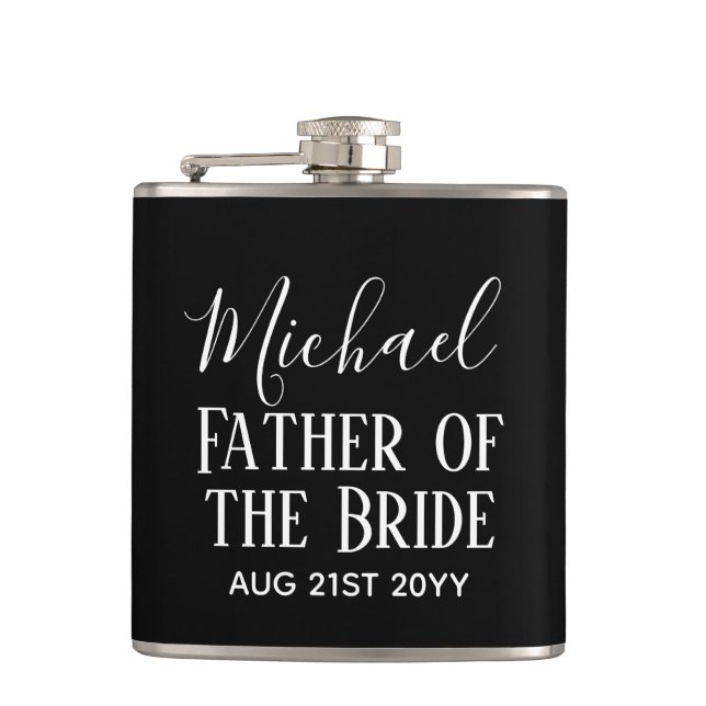 Flasques BUDGET Bestman Groomsmen Cadeaux Noir Blanc (Devant)