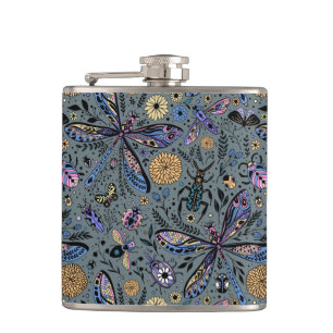 Flasques Bugs de Doodle sur le gris de latte