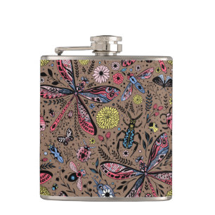 Flasques Bugs de Doodle sur mocha brown