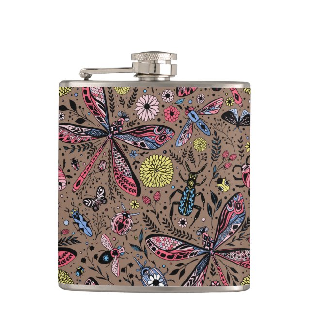 Flasques Bugs de Doodle sur mocha brown (Devant)