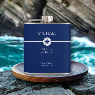 Flasques Cadeau de fête de mariage nautique bleu et blanc H
