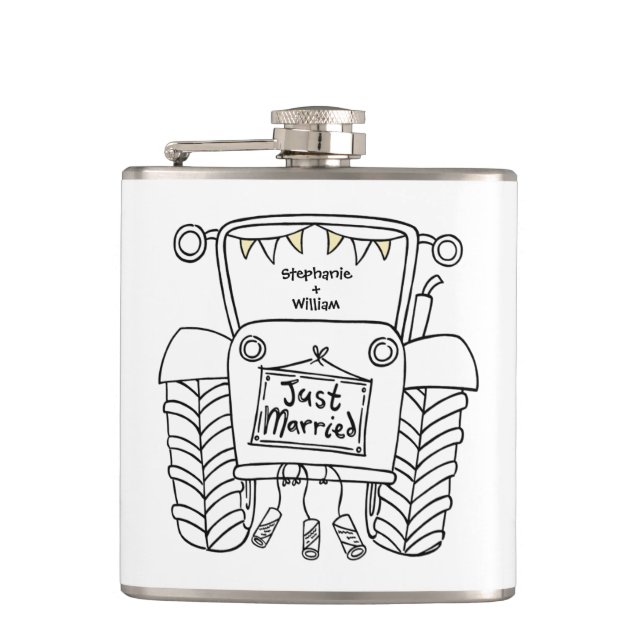 Flasques Cadeau de Mariage campagnard de tracteur personnal (Devant)