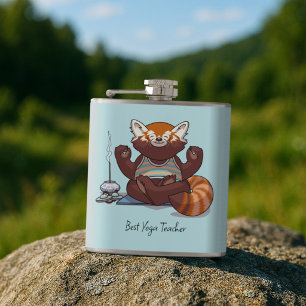 Flasques Cadeau Meilleur Professeur de Yoga Panda Roux Illu