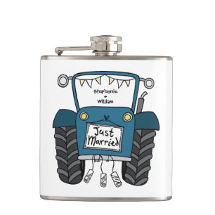 Flasques Cadeau personnalisé Mariage campagnard tracteur bl