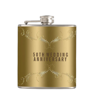 Flasques Cadre Floral Or & Parties scintillant Sur Or