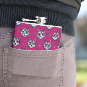 Flasques Calavera Cat Art Motif