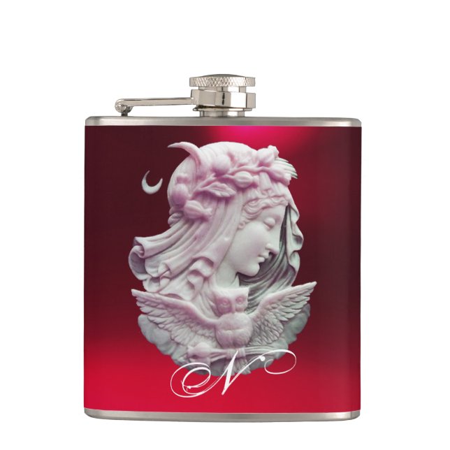 FLASQUES CAMEO ANTIQUE, LUNE DAME DE NUIT AVEC OWL MONOGRAM (Devant)