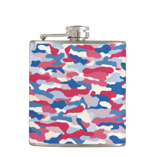 Flasques Camouflage blanc et bleu rouge 6 oz.