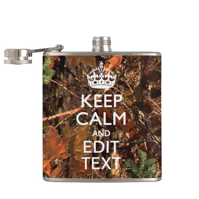 Flasques Camouflage Deep Woods Restez Calme Ayez Votre Text (Ouvert)