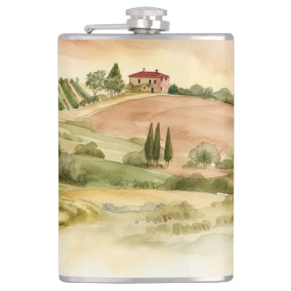 Flasques Campagne italienne Pittoresque Italie Aquarelle