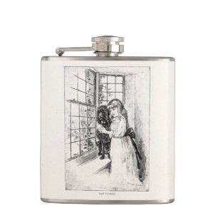 Flasques Caniche victorien vintage de fille - blanc de