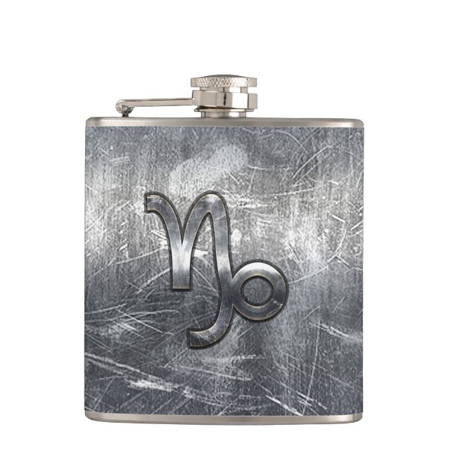 Flasques Capricorn Zodiac symbole de Grunge Distressed Styl (Devant)