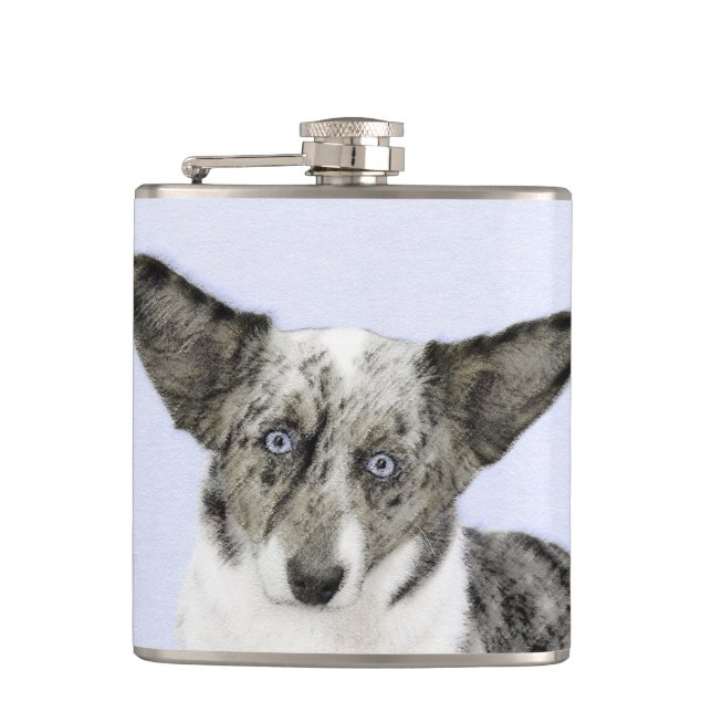 Flasques Cardigan Welsh Corgi Peinture - Art Chien original (Devant)
