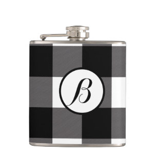 Flasques Carrés à carreaux noirs et blancs en plaid de buff