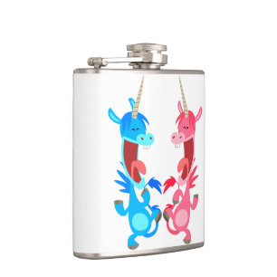 Flasques Carton mignon Dancing Unicornes Hip Flask