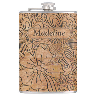 Flasques Carvages en bois Motif floral personnalisé