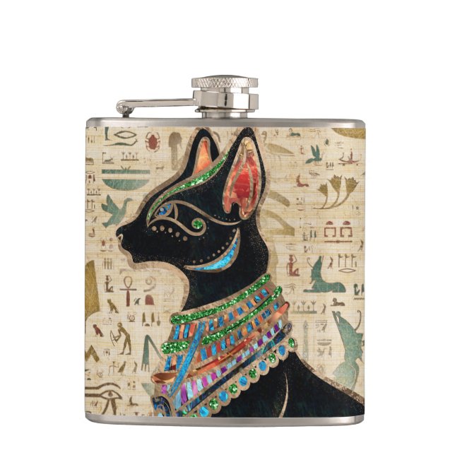 Flasques Cat égyptien - Bastet sur le papyrus (Devant)