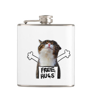 Flasques Cat holding Free Hugs Sign