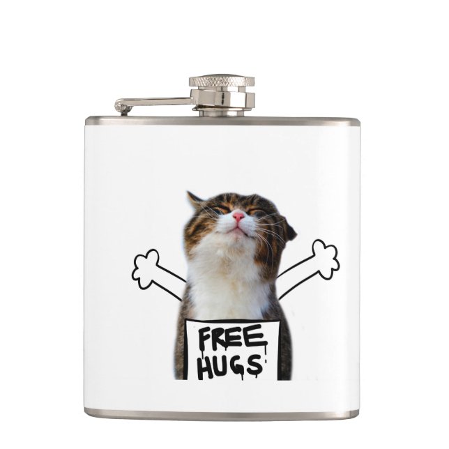 Flasques Cat holding Free Hugs Sign (Devant)