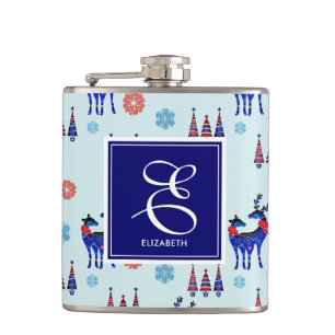 Flasques Cerfs, Arbres de Noël, et Snowflakes avec Monogram