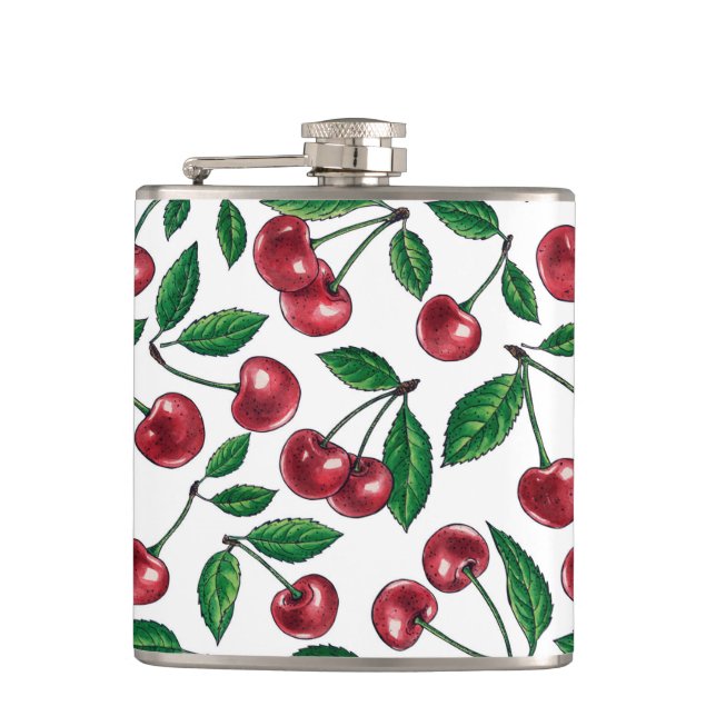 Flasques Cerises rouges sur blanc (Devant)