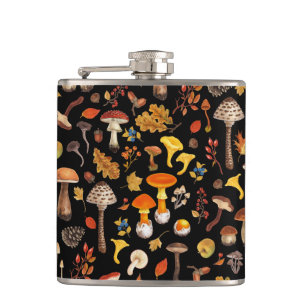 Flasques Champignons sauvages sur le noir