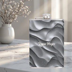 Flasques Charme Argent Luxe Paillettes Vagues Métalliques
