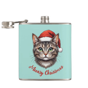Flasques Chat de Noël mignon personnalisé avec chapeau de P