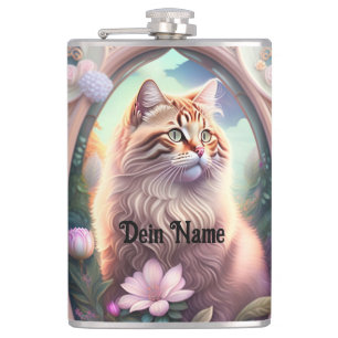 Flasques Chat romantique avec des fleurs