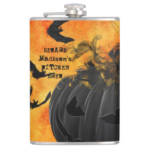 Flasques Chauves-souris noires effrayantes Jack-o'-lantern 