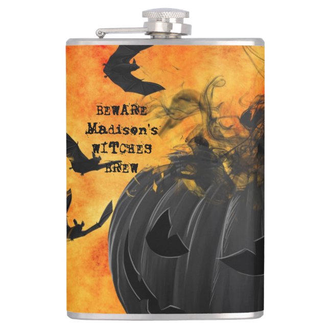 Flasques Chauves-souris noires effrayantes Jack-o'-lantern  (Devant)
