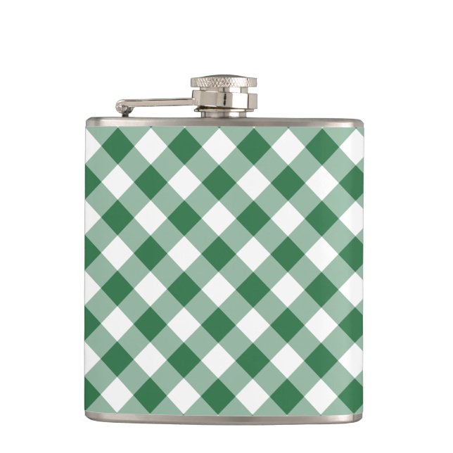 Flasques Chèque vert et blanc shamrock En vichy Hip Flask (Devant)