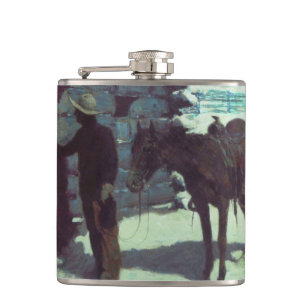 Flasques Cheval et Cowboy neige hivernale