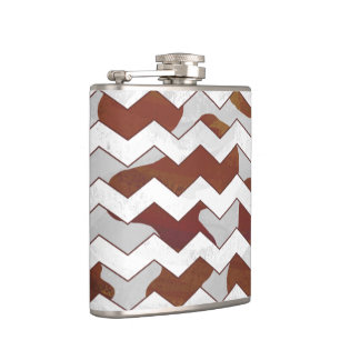Flasques Chevron Vache Brown et blanc