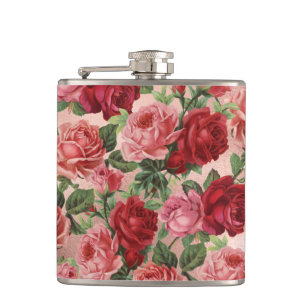Flasques Chic Elegant Vintage Rose Rouge Roses Floral