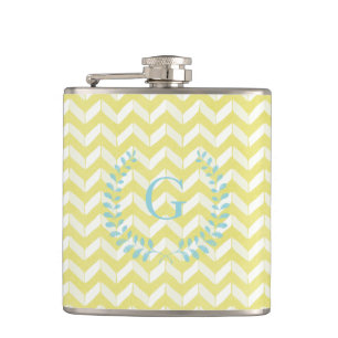 Flasques Chic Pastel Yellow Teal Chevron Custom