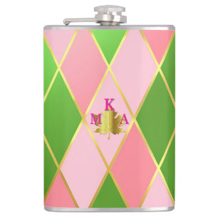 Flasques Chic rose et Jacquard vert Monogramme