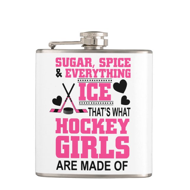 Flasques chic sucre et épices filles hockey sur glace (Devant)
