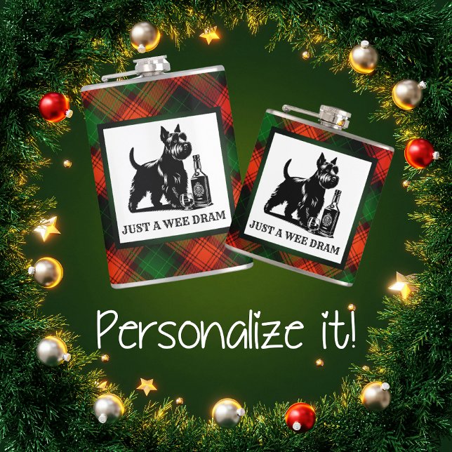 Flasques Chien écossais customisé et dram de Tartan Wee (Créateur téléchargé)