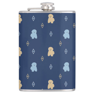 Flasques Chien Lhasa Apso motif bleu arrière - plan