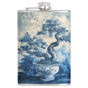 Flasques Chinoiserie Design en porcelaine bleue et blanche