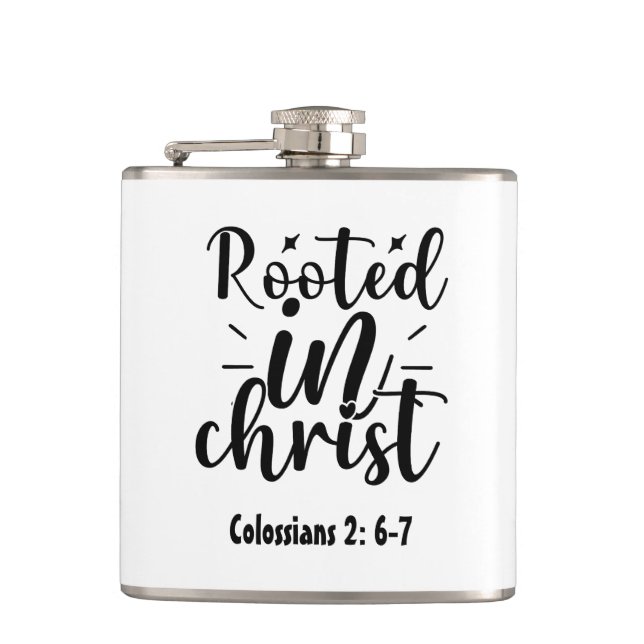 Flasques Christian enraciné dans la foi Verse Hip Flask | C (Devant)