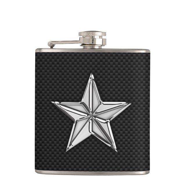 Flasques Chrome Nautique Star sur l'impression de fibre de  (Devant)