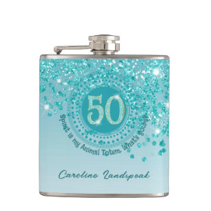 Flasques Cinquante et Turquoise Parties scintillant bleue e