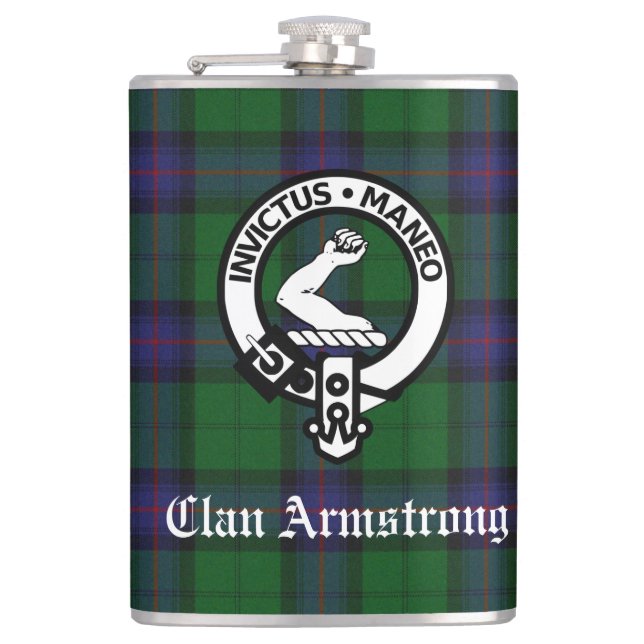Flasques Clan Armstrong Crest Badge et Tartan (Devant)
