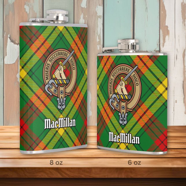 Flasques Clan MacMillan Crest sur Tartan (Créateur téléchargé)
