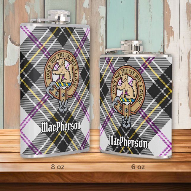 Flasques Clan MacPherson Crest sur le tatan de robe (Créateur téléchargé)