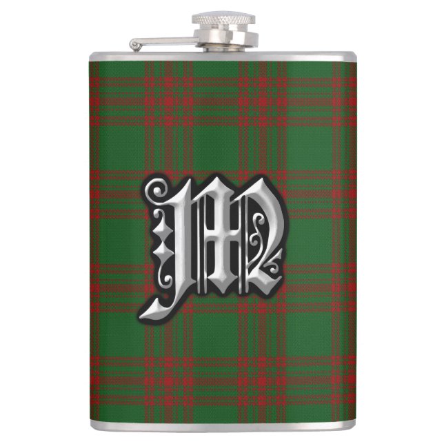 Flasques Clan Menzies Green Red Tartan Old Scotland Flask (Devant)